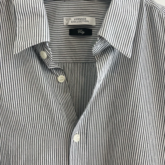 Men's Striped Shirt -  Black and White - Picture 3 of 8